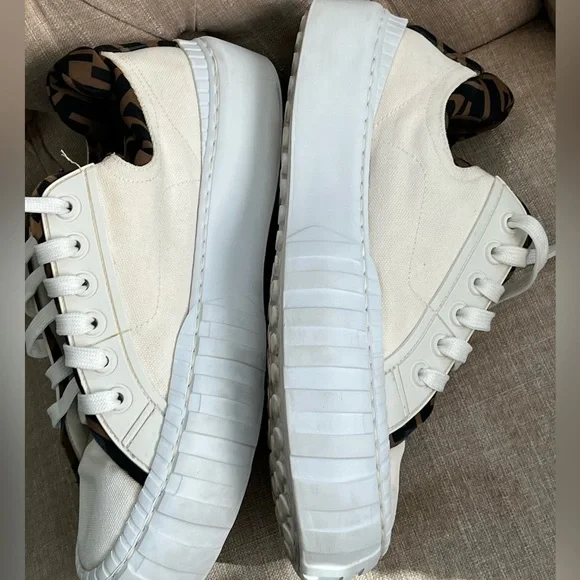 FENDI FORCE White Canvas Women's Sneakers - Picture 5 of 15